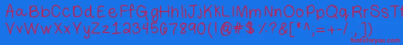 Libbyhand Font – Red Fonts on Blue Background