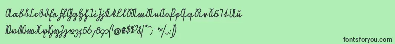 NeueRudelskopfVerbundenSchraegFett Font – Black Fonts on Green Background