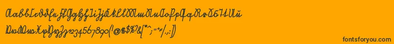NeueRudelskopfVerbundenSchraegFett-Schriftart – Schwarze Schriften auf orangefarbenem Hintergrund