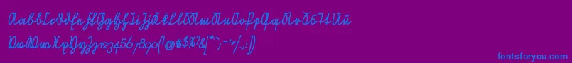 Шрифт NeueRudelskopfVerbundenSchraegFett – синие шрифты на фиолетовом фоне