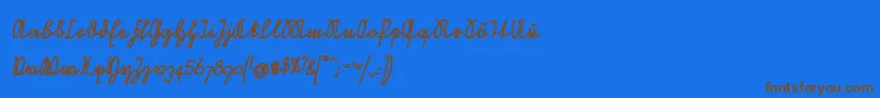 NeueRudelskopfVerbundenSchraegFett Font – Brown Fonts on Blue Background