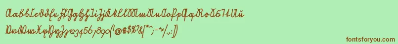 NeueRudelskopfVerbundenSchraegFett Font – Brown Fonts on Green Background