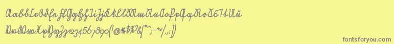 NeueRudelskopfVerbundenSchraegFett Font – Gray Fonts on Yellow Background