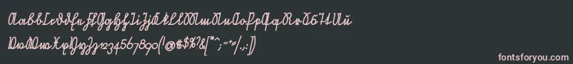 NeueRudelskopfVerbundenSchraegFett-fontti – vaaleanpunaiset fontit mustalla taustalla