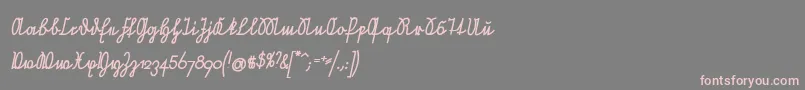 NeueRudelskopfVerbundenSchraegFett-fontti – vaaleanpunaiset fontit harmaalla taustalla
