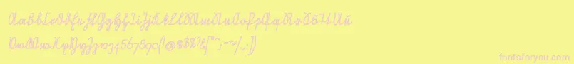 NeueRudelskopfVerbundenSchraegFett Font – Pink Fonts on Yellow Background