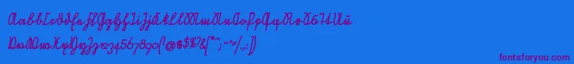 NeueRudelskopfVerbundenSchraegFett Font – Purple Fonts on Blue Background