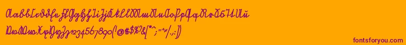 NeueRudelskopfVerbundenSchraegFett Font – Purple Fonts on Orange Background