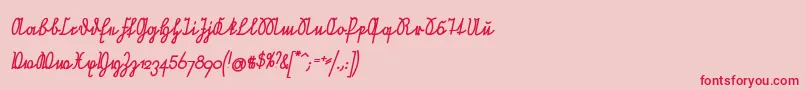 Шрифт NeueRudelskopfVerbundenSchraegFett – красные шрифты на розовом фоне