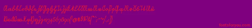 NeueRudelskopfVerbundenSchraegFett Font – Red Fonts on Purple Background