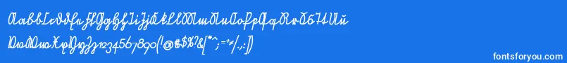 NeueRudelskopfVerbundenSchraegFett-Schriftart – Weiße Schriften auf blauem Hintergrund