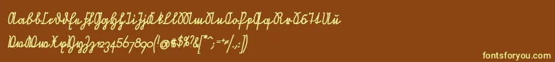 NeueRudelskopfVerbundenSchraegFett Font – Yellow Fonts on Brown Background