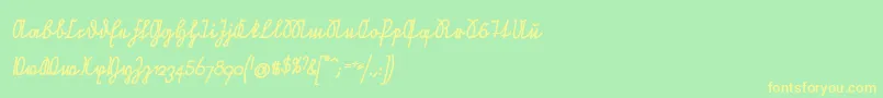 NeueRudelskopfVerbundenSchraegFett Font – Yellow Fonts on Green Background