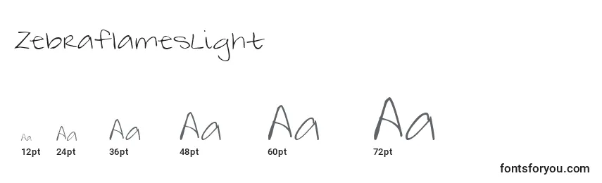 ZebraflamesLight Font Sizes