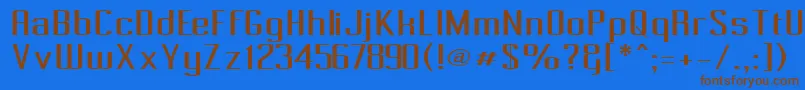 フォントPecot001 – 茶色の文字が青い背景にあります。