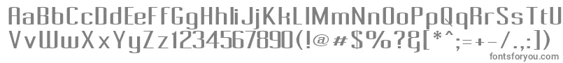 Pecot001-fontti – harmaat kirjasimet valkoisella taustalla