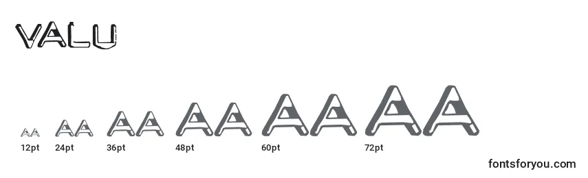 Размеры шрифта Valu