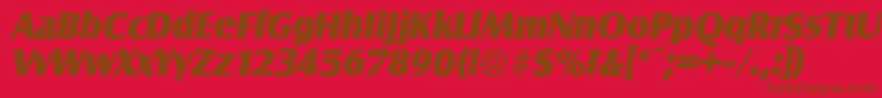 SalzburgserialHeavyItalic-fontti – ruskeat fontit punaisella taustalla