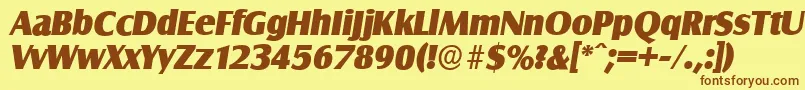 SalzburgserialHeavyItalic-Schriftart – Braune Schriften auf gelbem Hintergrund