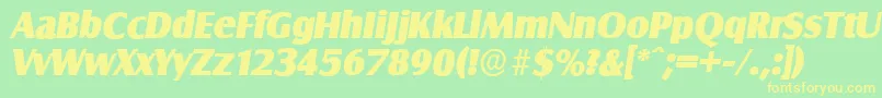 Fonte SalzburgserialHeavyItalic – fontes amarelas em um fundo verde