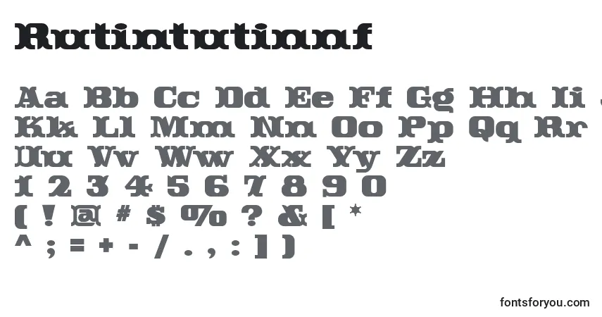 Schriftart Rutintutinnf – Alphabet, Zahlen, spezielle Symbole