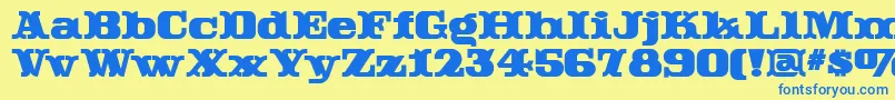 Rutintutinnf Font – Blue Fonts on Yellow Background