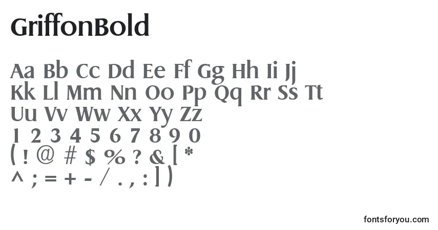 Czcionka GriffonBold – alfabet, cyfry, specjalne znaki