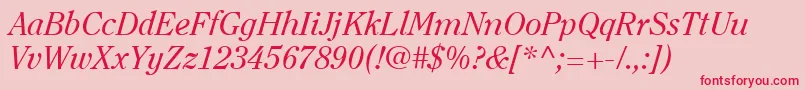 ItcClearfaceLtRegularItalic Font – Red Fonts on Pink Background