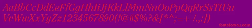 Czcionka ItcClearfaceLtRegularItalic – czerwone czcionki na fioletowym tle
