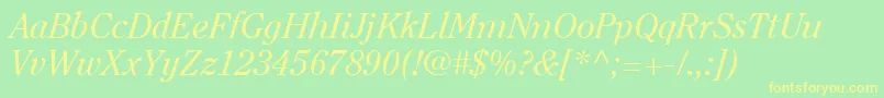 ItcClearfaceLtRegularItalic Font – Yellow Fonts on Green Background