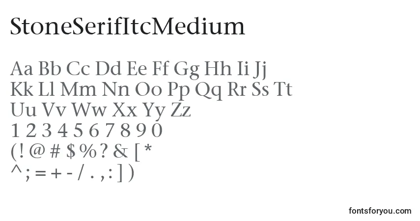Шрифт StoneSerifItcMedium – алфавит, цифры, специальные символы