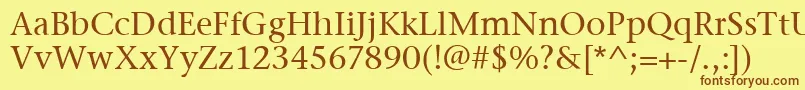 フォントStoneSerifItcMedium – 茶色の文字が黄色の背景にあります。