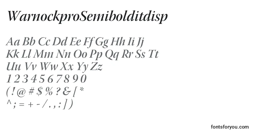 A fonte WarnockproSemibolditdisp – alfabeto, números, caracteres especiais
