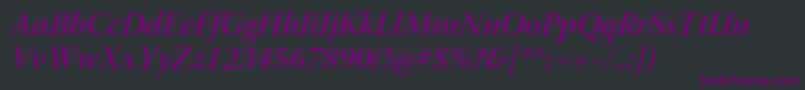 WarnockproSemibolditdisp-fontti – violetit fontit mustalla taustalla