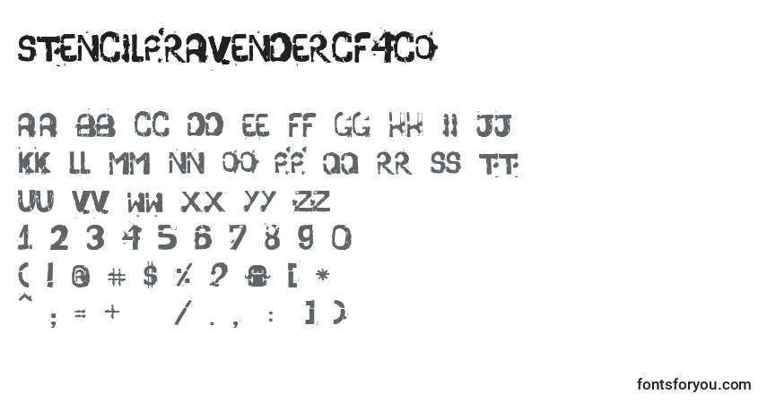 Czcionka StencilPraVenderCF4co – alfabet, cyfry, specjalne znaki