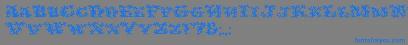 フォントIvydisplaycapsBold – 灰色の背景に青い文字