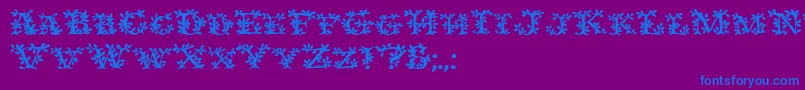 IvydisplaycapsBold-Schriftart – Blaue Schriften auf violettem Hintergrund