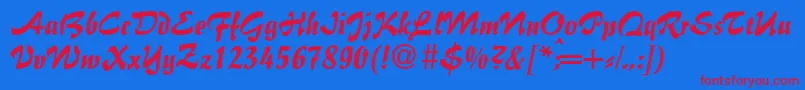 ImpresarioRegularDb Font – Red Fonts on Blue Background