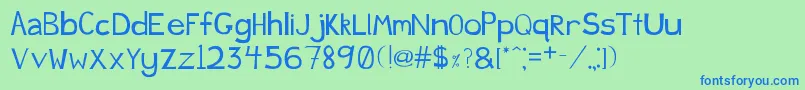 Justducky Font – Blue Fonts on Green Background