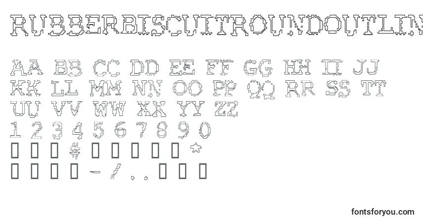A fonte RubberBiscuitRoundOutline – alfabeto, números, caracteres especiais