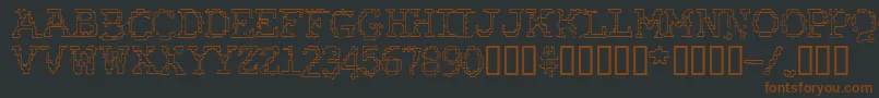 RubberBiscuitRoundOutline-fontti – ruskeat fontit mustalla taustalla