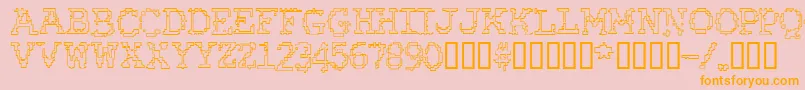 RubberBiscuitRoundOutline-Schriftart – Orangefarbene Schriften auf rosa Hintergrund