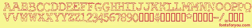 フォントRubberBiscuitRoundOutline – 赤い文字の黄色い背景