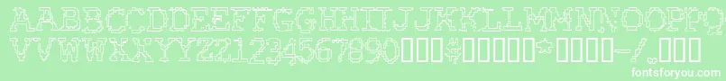 フォントRubberBiscuitRoundOutline – 緑の背景に白い文字