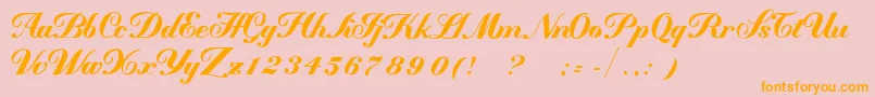 フォントMademoiselleВ·kВ· – オレンジの文字がピンクの背景にあります。