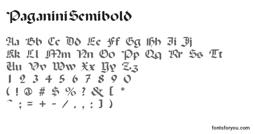Fuente PaganiniSemibold - alfabeto, números, caracteres especiales