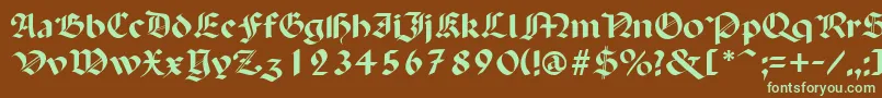 フォントPaganiniSemibold – 緑色の文字が茶色の背景にあります。