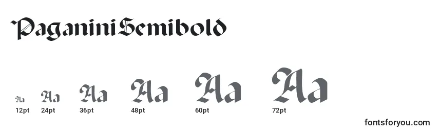 Размеры шрифта PaganiniSemibold