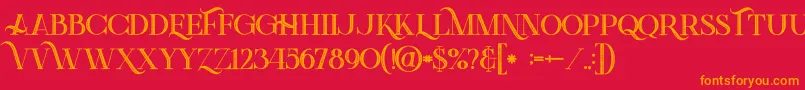 Fonte Greenlightboldinlinegrunge – fontes laranjas em um fundo vermelho