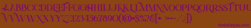 Greenlightboldinlinegrunge Font – Purple Fonts on Brown Background